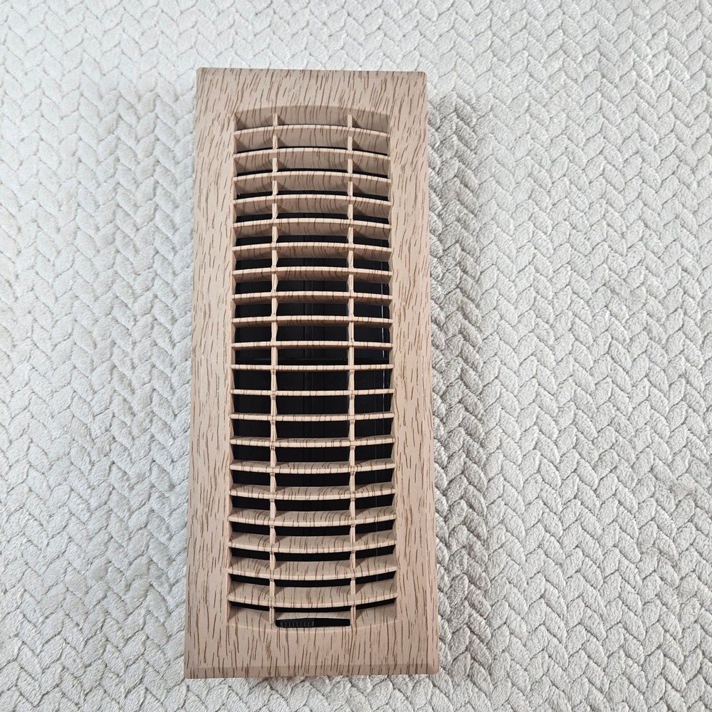 Light Oak Wood Grain Floor Register Vent Cover 4 x 12 Inch Adjustable Damper